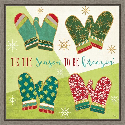 Amanti Art Winter Wishes IV (Mittens) by Veronique Charron Canvas Wall Art Print Framed 16 x 16-in. - image 1 of 4