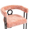CENGHU Dining Chairs, Contemporary Designed PU Fabric Upholstered Barrel Side Chairs with Black Metal Legs, Round Kitchen Accent Chairs, Pink - 4 of 4