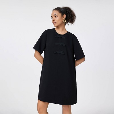 Women's Short Sleeve Bows Shirtdress - A New Day™ Black XS