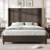 AMERLIFE Size 62" Corduroy Upholstered Bed Frame Extra Tall Wingback Headboard - 4 of 4