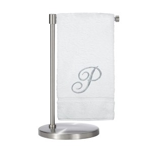 BC BARE COTTON Monogrammed Bath Towel, Personalized Gift, 27 x 54 inches - Set of 2 - White - Silver Script - 1 of 1