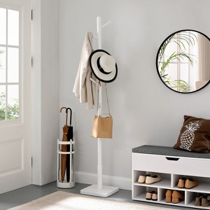 VASAGLE 8 Hooks Solid Wood Coat Rack Wood Hall Tree Coat Rack Stand with Stable Square Base 3 Height Options Office - 1 of 4