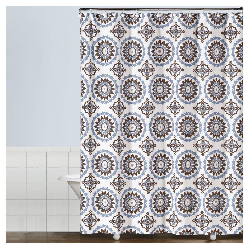 Suzette Geometric Fabric Shower Curtain Blue - Saturday Knight Ltd., 1 of 5