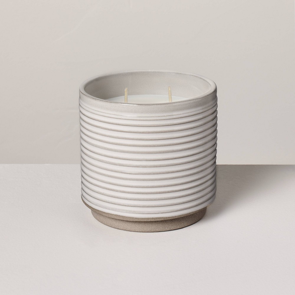 2-Wick Ceramic Pomelo Jar Candle Light Gray 12oz - Hearth & Hand™ with Magnolia