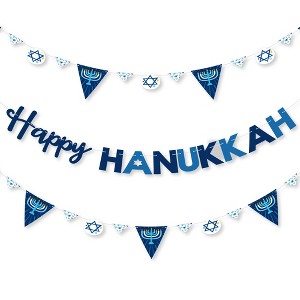 Big Dot of Happiness Hanukkah Menorah - Chanukah Holiday Party Letter Banner Decoration - 36 Banner Cutouts and Happy Hanukkah Banner Letters - 1 of 4