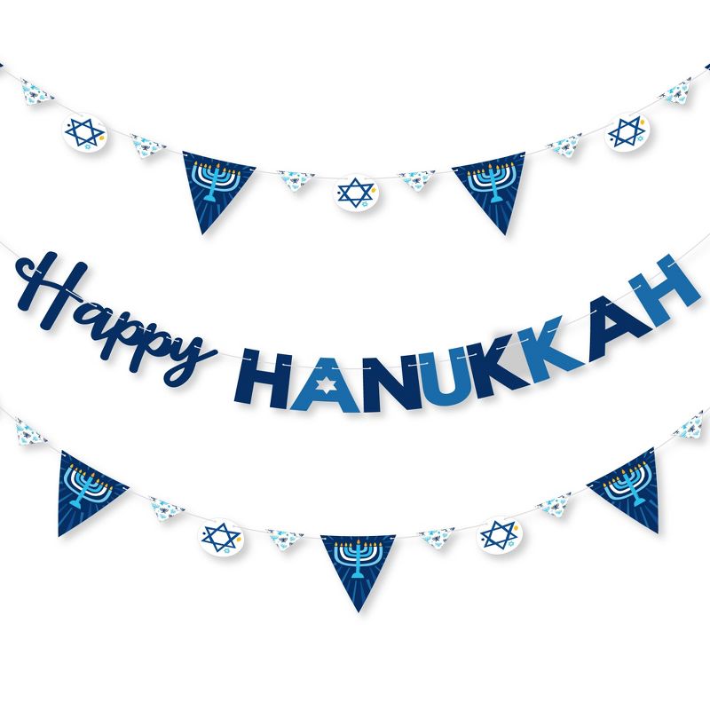Big Dot of Happiness Hanukkah Menorah - Chanukah Holiday Party Letter Banner Decoration - 36 Banner Cutouts and Happy Hanukkah Banner Letters, 1 of 8