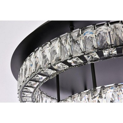 Monroe 30" Modern Black LED Flush Mount with Clear Crystals