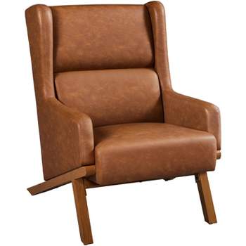 Yaheetech PU Leather Accent Armchair Living Room Chair, Brown