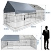 Metal Chicken Coop with Waterproof Cover, Chicken Run Pen for Yard, Outdoor Portable Hen House, Large Animal Cage with Doors for Duck Rabbit Hen - 2 of 4