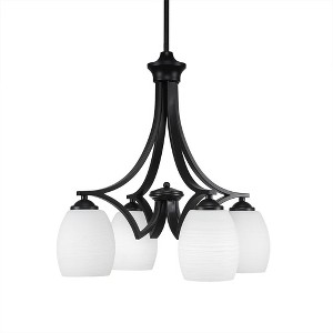 Toltec Lighting Zilo 4 - Light Chandelier in  Matte Black with 5" White Linen  Shade - 1 of 1
