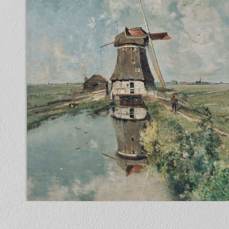 Americanflat 3 Piece Vintage Gallery Wall Art Set - Woman In A Storm, Windmill On The Water, Camouflaged Peacock by Maple + Oak, 4 of 6
