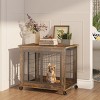 LAOTIES Wooden Dog Crate Furniture,Indoor Pet Kennel Side Table with Wheels,Double Doors And Lift-Top (31.5" W x 22.05" D x 25" H) - 2 of 4