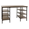 Vynxaria 6-Shelf Counter Height Writing Desk Natural Rustic Black Metal Modern Traditional Aesthetic for Home Office Study - 2 of 4