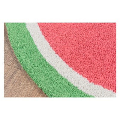 Handmade Watermelon Red Half-Circle Kitchen Mat