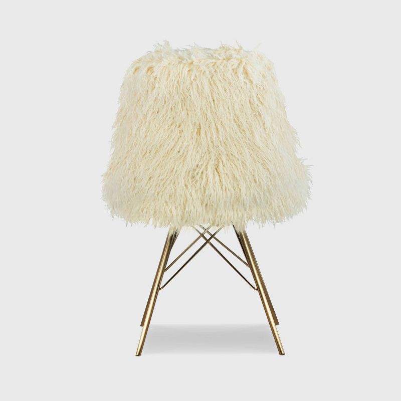 Remy Flokati Modern Faux Fur Accent and Office Chair Chair White - Linon, 4 of 10