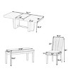Farmhouse Dining Set for 6 People, Extendable Dining Table with Removable Leaf, Rubberwood Frame Chairs with Polyester Cushion-Coolbibila - 4 of 4