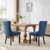 Akoasm Set of 2 Modern Tufted Upholstered Dining Chair with Solid Wood Legs & Tassel Trim-Blue - 2 of 4