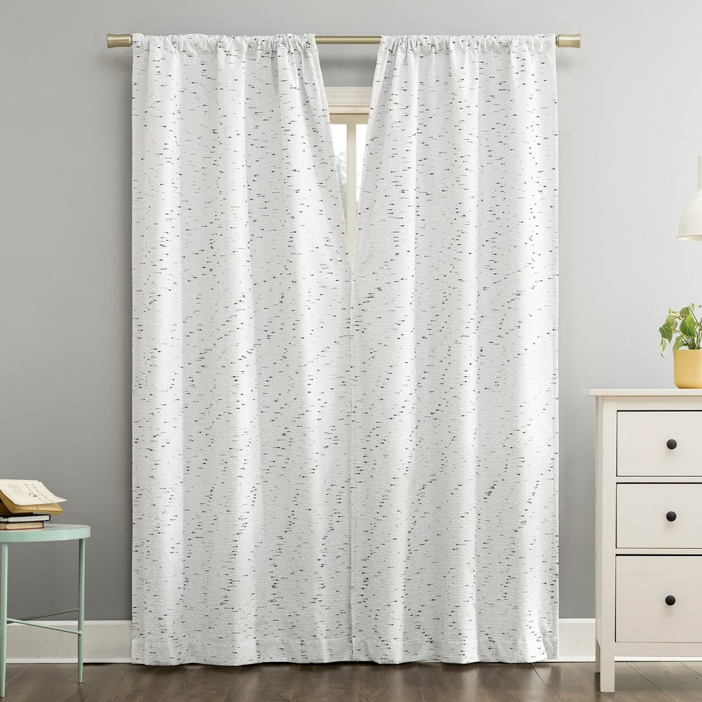 Photos - Curtains & Drapes 40"x84" Sun Zero Sylo Slub Magnetic Closure 100 Blackout Rod Pocket Curtain Panel White