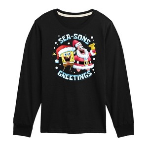Boys' - SpongeBob SquarePants - Seasons Greetings Long Sleeve Graphic T-Shirt - 1 of 4
