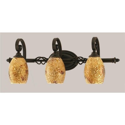 Toltec Lighting Elegante 3 - Light Vanity in  Dark Granite with 5" Gold Fusion Shade