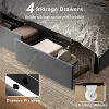 WOWLIVE Full/Queen/King Upholstered Platform Bed Frame with 4 Storage Drawers, Velvet Tufted Headboard with LED light & Charging Station - 4 of 4