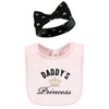Hudson Baby Infant Girl Cotton Bib and Headband or Caps Set, Daddys Princess, One Size - 3 of 4