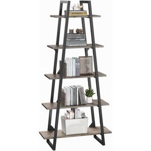 5 Tier Bookshelf, 71" Tall Industrial Large Bookcase Large Etagere Bookshelf, Freestanding Open Wide Book Shelf, Modern Book Case for Living Room - 1 of 4