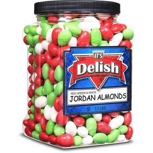 White, Red & Green Jordan Almonds by It's Delish, 3.5 lbs. Jumbo Container - 1 of 4