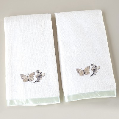 Lakeside Set of 2 Bathroom Hand Towels – Grey and White Cherry Blossom Flower