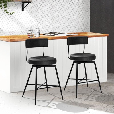 Hyleory 27"Upholstered Swivel Bar Stool Set of 2 with Padded Seat & Backrest Metal Frame, Accent Chair for Kitchen or Dining Room