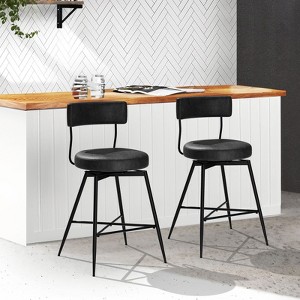 Hyleory 27"Upholstered Swivel Bar Stool Set of 2 with Padded Seat & Backrest Metal Frame, Accent Chair for Kitchen or Dining Room - 1 of 4