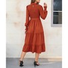 Clearlove Women Long Sleeve Crew Neck Fall Dress Fit Floral Flowy Maxi Dresses Tiered Cocktail Dress - 4 of 4