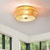 C Cattleya 2-Lights Incandescent Antique Brass Flush Mount Ceiling Light with  Natural Rattan Shade - 2 of 4