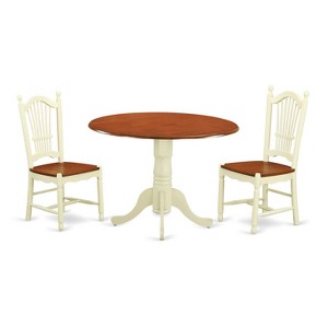 HomeStock 3-Pc Buttermilk and Cherry Solid Wood Top - Dining Room Set - Seats 4 - 1 of 4