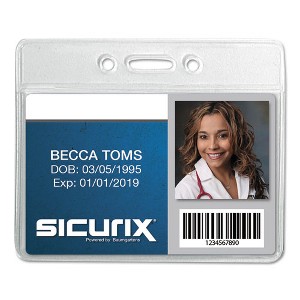 SICURIX SICURIX Badge Holder, Horizontal, 2.13 x 3.38, Clear, 12/Pack - 1 of 4