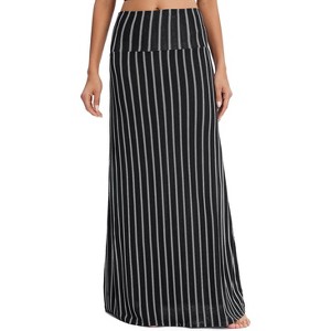 Women's Stylish Spandex Flare Maxi Skirt - Comfy Fold-Over Design Long Skirt for Effortless Style #15 - 1 of 4