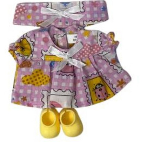 Детские куклы Doll Clothes Superstore Handmade Patchwork Dress, Headband & Yellow Shoes for 17.5 cm Collectible Monster Dolls
