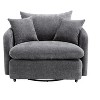 ModernLuxe Oversized Swivel Accent Chair with Ottoman, 360° Rotation Wide Seat Chenille Chair with 3 Pillows for Living Room - 4 of 4