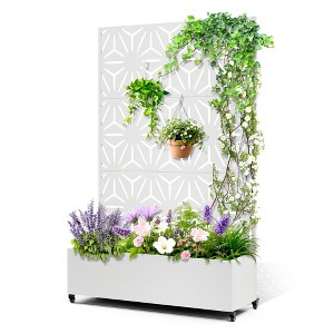 TOAOTBNBO Metal Raised Garden Bed with Star Pattern, Outdoor Planter Box with Wheels, Modern Privacy Screen for Garden and Patio - 1 of 4