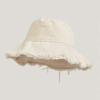 Women's Off-White Cotton Frayed Bucket Hat - Cupshe