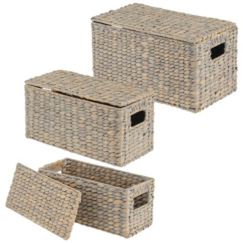 Small Rectangle URBN-CHEF Natural Organic Handmade Water Hyacinth Woven Storage Basket Square Round