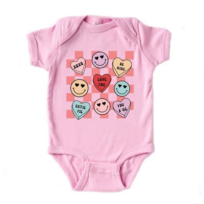 The Juniper Shop Candy Heart Smile Solid Baby Bodysuit