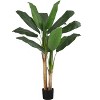 Monarch Specialties Artificial Plant 55 inch Tall Banana Tree Indoor Faux Fake Floor Greenery Potted Real Touch Decorative Green Leaves Black Pot - 2 of 4