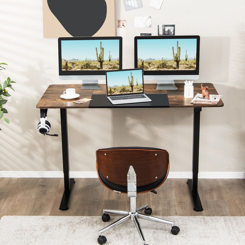 Costway Electric Height Adjustable Standing Desk, Sit to Stand Computer Workstation Home Office Desk, 3 of 11