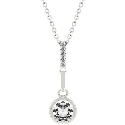 ShineHigh Drop Pendant Necklace – 1.81 Ct Cubic Zirconia in Clear or Lavender with Rhodium-Plated Finish on Adjustable Chain