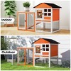 Sandinrayli 48" L Rabbit Cage Bunny Hutch Outdoor Indoor, Expandable 2-Story Large Wooden Small Animal Cage with Run, Orange - 4 of 4