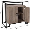 Rattan Nightstand with Tempered Glass Top, Modern Side Table with 2 Doors & Open Storage, Steel Frame for Bedroom, Living Room, Couch - 2 of 4
