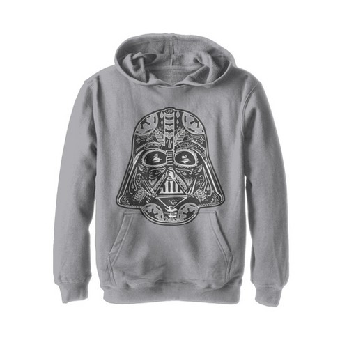 Boy s Star Wars Darth Vader Artistic Helmet Pull Over Hoodie Athletic Heather Large