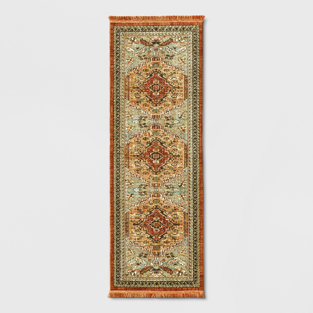 2'3X7' Woven Accent Rug Floral Spiced Green - Threshold