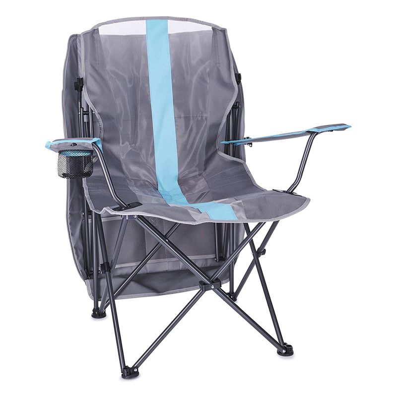 Kelsyus Premium Portable Camping Folding Outdoor Lawn Chair w/50+ UPF Canopy, Cup Holder, & Carry Strap, for Sports, Beach, Lake, Blue & Gray (2 Pack), 5 of 8